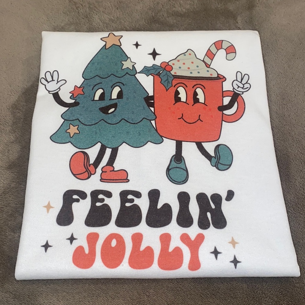 Feeling Jolly Christmas Shirt Fun Hot Cocoa T-Shirt Small